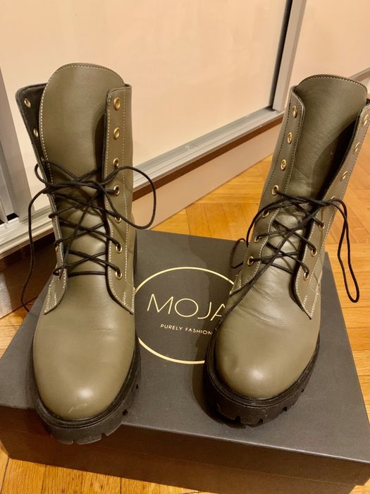 Bocanci Moja Army din piele naturala