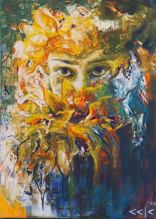 ''Горска нимфа'' Картина 70х50см, Живопис с шпакла и пасти