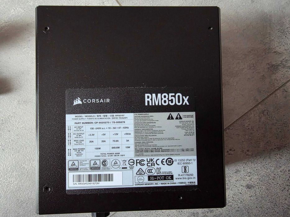 Vand Sursa Corsair RM850x, Cybenetics Gold, 850W, 12VHPWR, ATX 3.1, Full Modulara, Negru