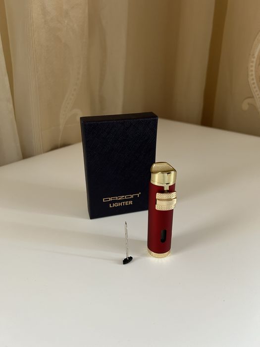 Луксозна запалка за пури с 3 турбо пламъка и игла за дупчене + кутия