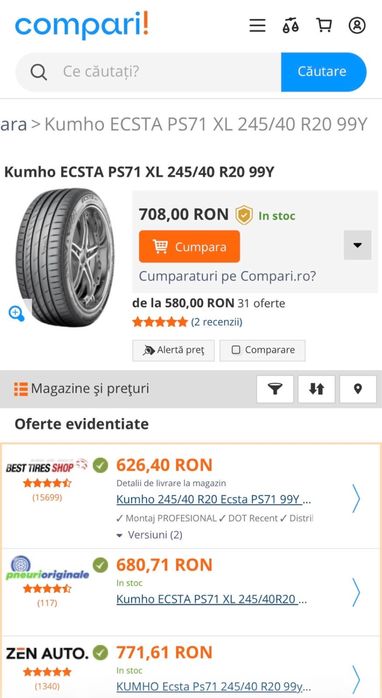 Anvelope vara 245.40.ZR20’ Kumho