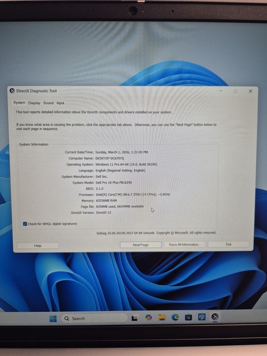 Laptop Dell PRO nou! Intel ultra 7/65gb ram