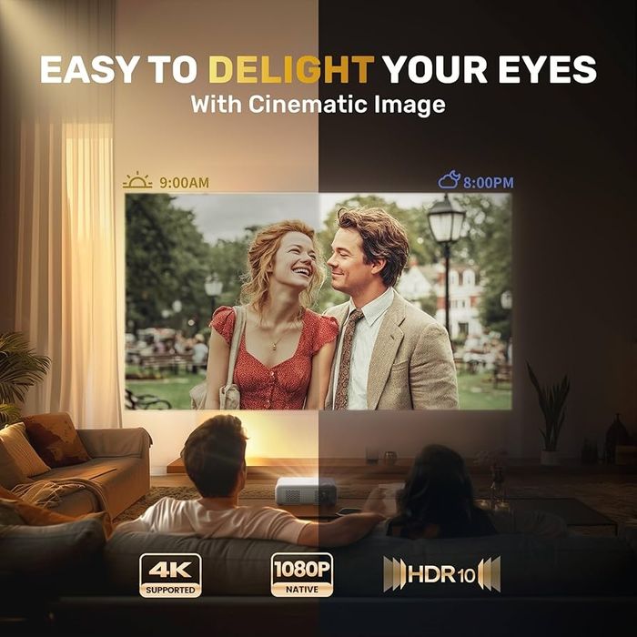 Смарт Проектор с Автофокус, Dolby Audio, HDR10 и Native 1080P, Aurzen