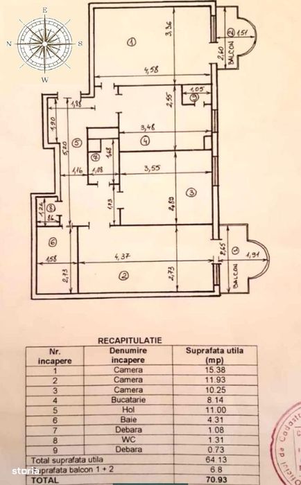 Apartament 3 camere Centru - Barboi