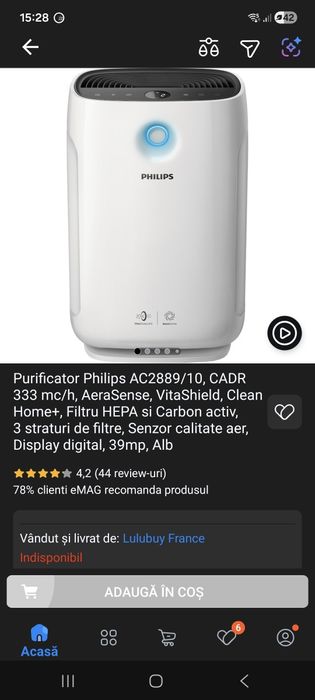 Purificator de aer Philips AC 2889/10.
