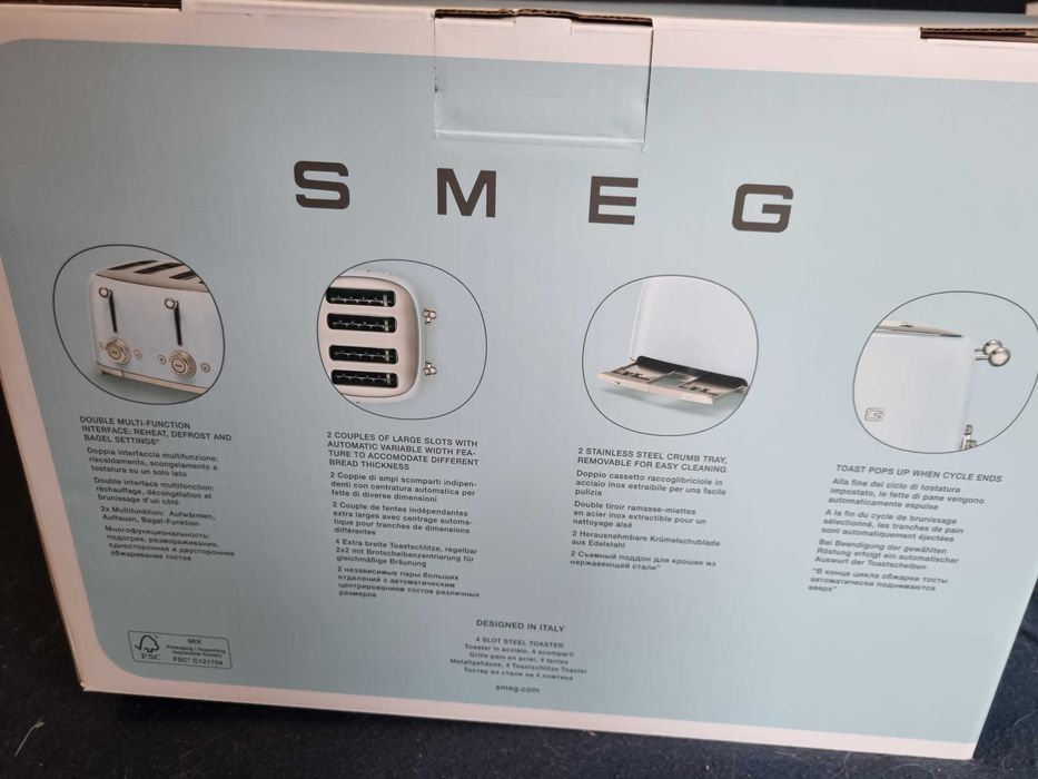 Prajitor de paine Smeg TSF03RDEU, 2000 W, 4 felii, rosu