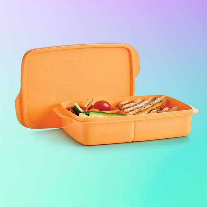 Кутия за обяд с разделения, 1 л, Tupperware, синя и оранжева