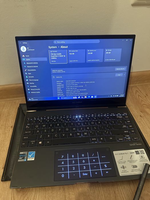 Asus ZenBook Flip S Evo UX371E I7 gen 11 16gb ram ssd 1tr