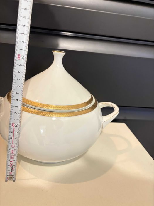 Supieră /terină mare din porțelan, placată cu aur 24K Scherzer Bavaria