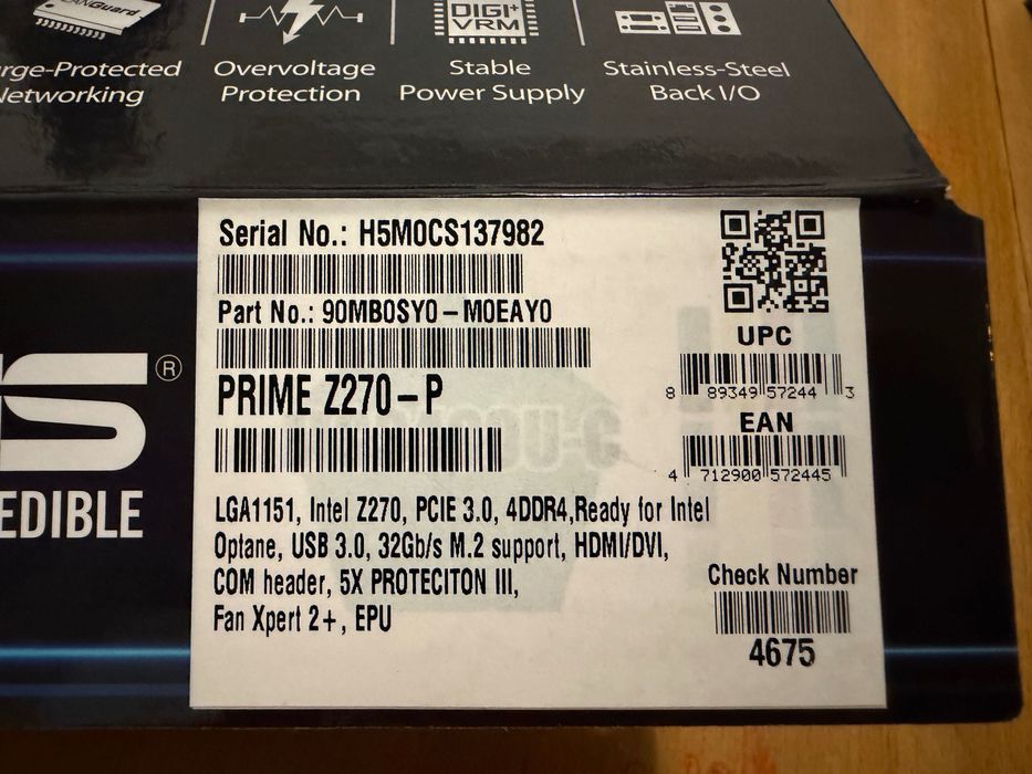 Asus Prime Z279-P DDR4 + Intel Pentium G4400/LGA1151 + 8 GB DDR 4 RAM