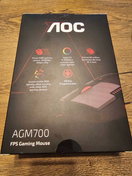 Mouse gaming AOC AGON AGM700, iluminare RGB, Negru, Sigilat