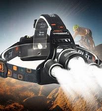 Мощен LED фенер - челник за глава с акумулаторни батерии и 3 LED диода