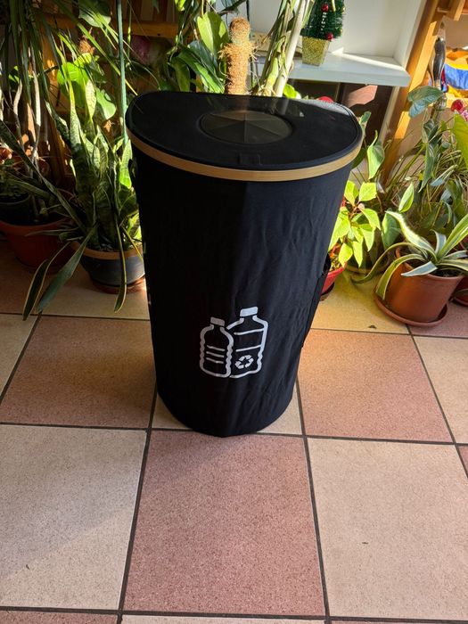 Cos reciclare, sac colector de sticle, plastic sau doze, culoare negru
