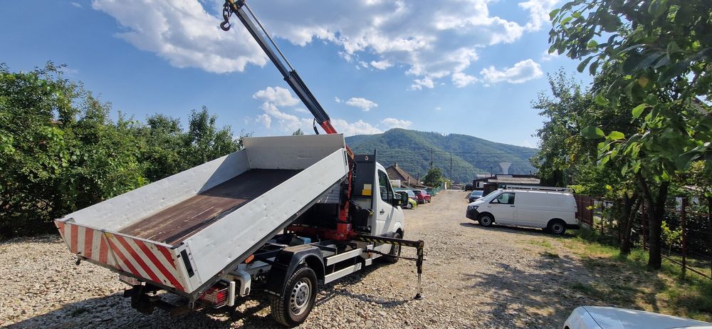 Volkswagen VW Crafter 2.0tdi 3 locuri și ladă basculabila + macara rotativă 2016 AC Posibilitate finanțare prin TBI Bank