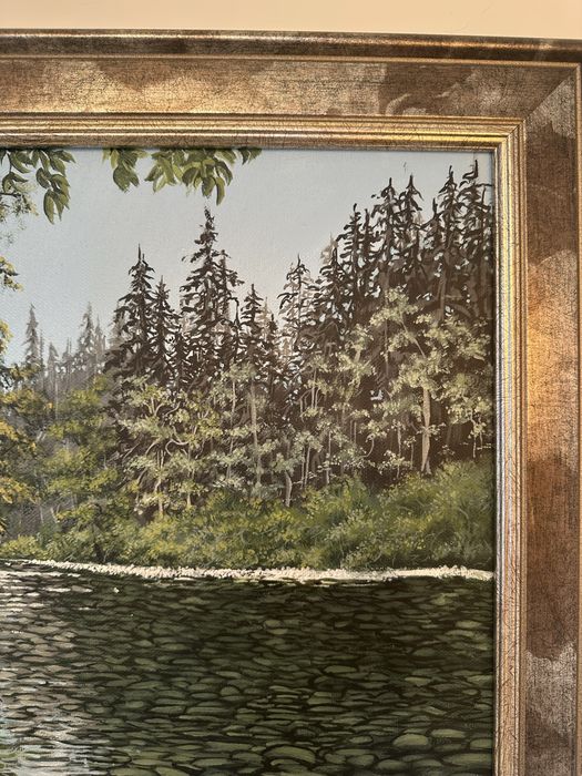 Tablou original pictat manual – acrilic pe pânză, 50×50 cm, înrămat