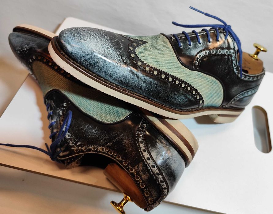 Pantofi oxford 41.5 42 de lux Harris lucrati manual piele naturala