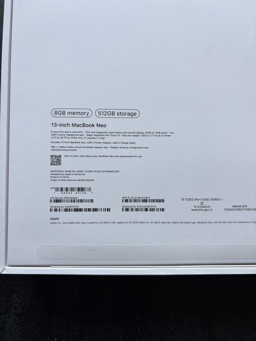 Macbook neo silver 512 3 цикла акб