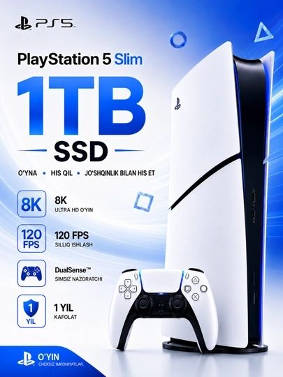 Sony PlayStation 5 1TB Digital Edition o'yin konsoli, oq