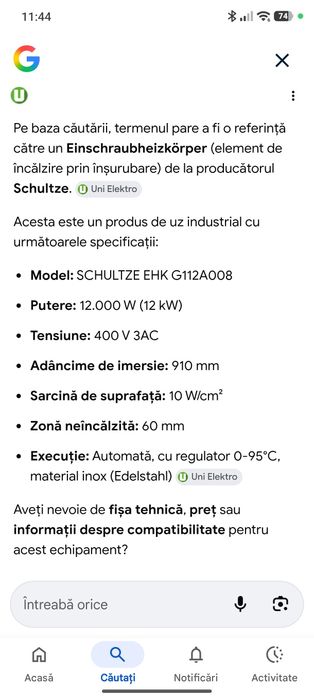 Rezistenta de imersie Schultze 12kw 400v încălzitor apa lichide