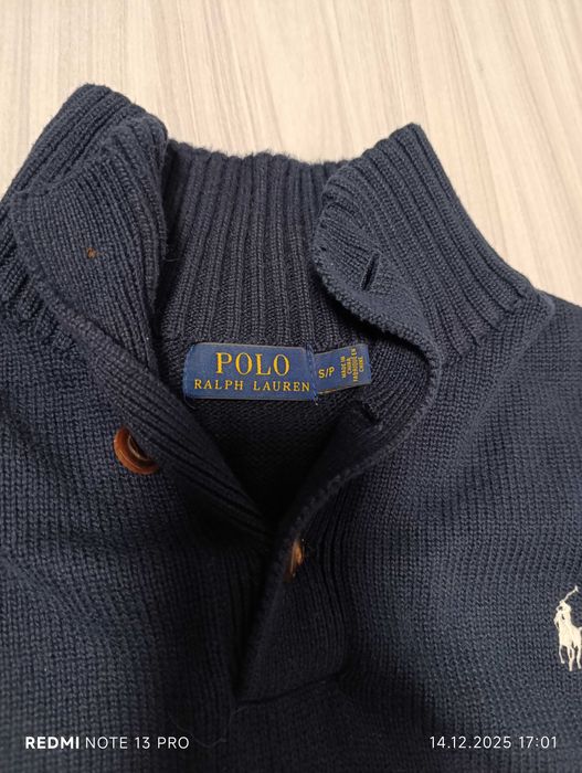 Polo Ralph Lauren 1/4 Quarter Button Turtleneck Knit Sweater Navy Blue