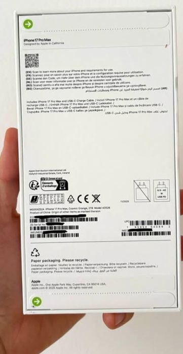 iPhone 17 pro max Orange Nou