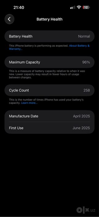 iPhone 16 pro max 96% yomks