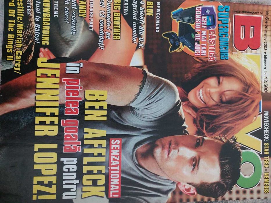 Revista Bravo Romania nr 6 / 2003 cu Jennifer lopez si ben afflec pe