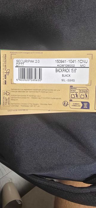Rucsac laptop Samsonite SECURIPAK 2.0 negru 15,6