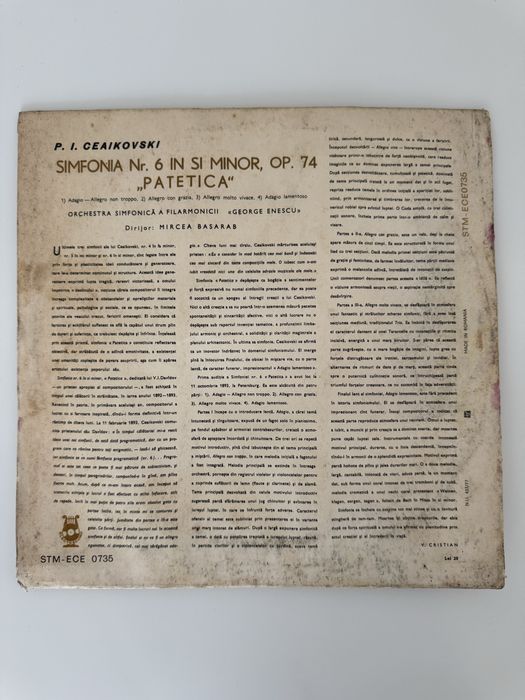 Disc Vinil-CEAIKOVSKI, Simfonia Nr. 6 ,,PATETICA"