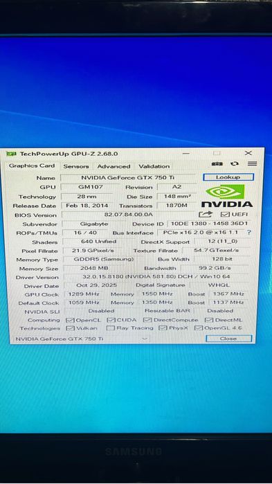 Видеокарта GTX 750Ti