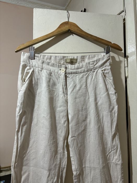 женские брюки штаны из льна на низкой посадке