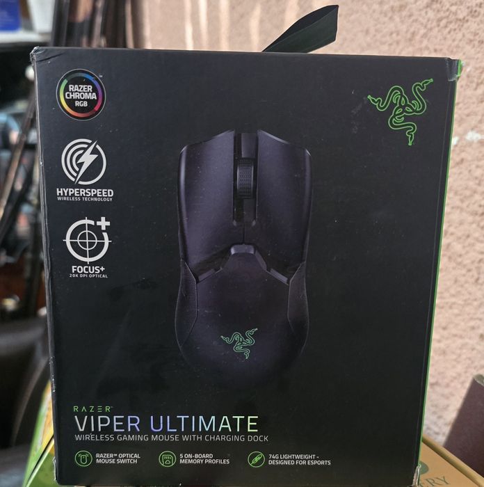 Професионална гейминг мишка Razer Viper Ultimate Wireless + Charging Dock - Amazon Returns