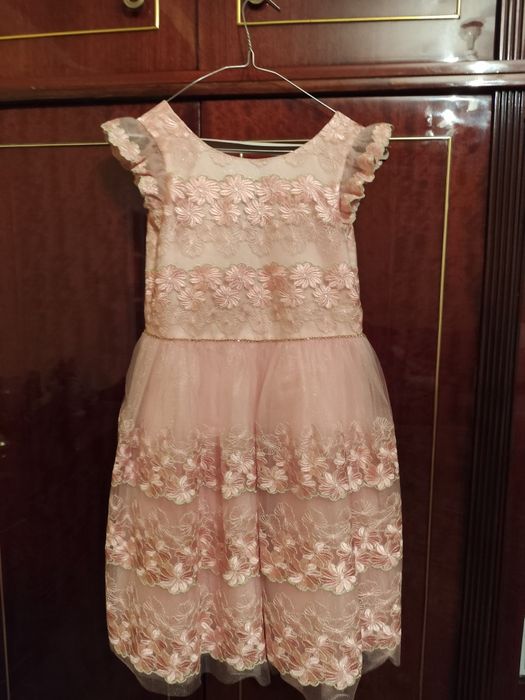 Rochie brodată rose, David Charles "Gold Label"