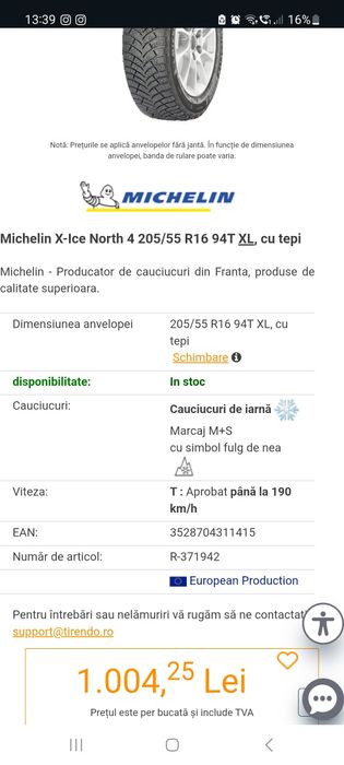 Vând roți iarnă 205/55/16 5 x 112 Seat, Skoda, Audi, Volkswagen Ronal