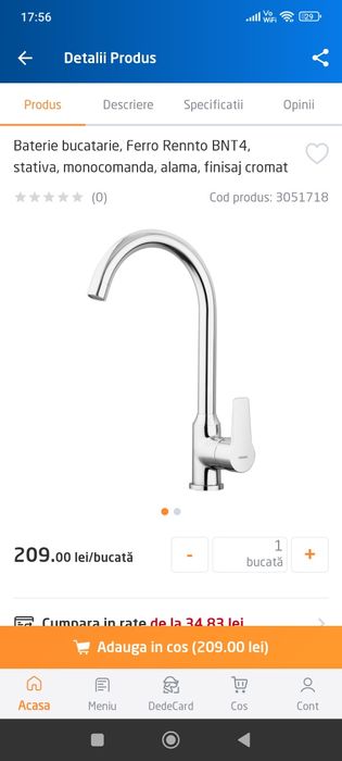 Baterie bucătărie ferro noua, nemontata