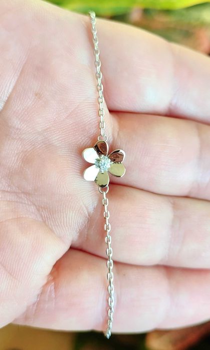 Дамска гривна ВАН КЛИФ И АРПЕЛС сребърна гривна с бяло злато, Frivole