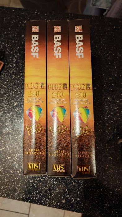 Лот от 3 бр. VHS видеокасети BASF PHG HiFi 240 (E-240) – Нови