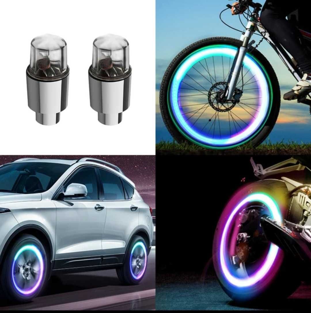 Capace ventil anvelopa cu lumini LED RGB pentru masina, moto,bicicleta ...