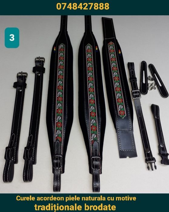 Curele acordeon piele naturală și catifea.