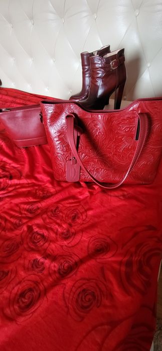 Geanta mare piele naturala, geanta mica piele naturala , ghete Musette