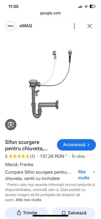 Franke 112.0067.485 sifon scurgere pentru chiuvete