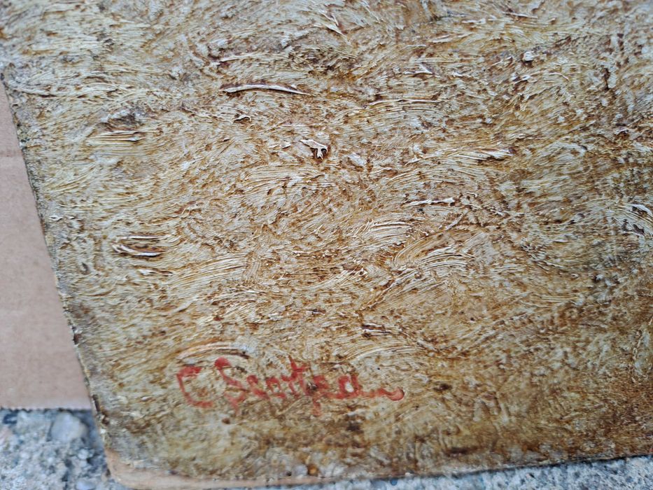 tablou vechi nud pictura pe pfl 46/53 cm semnat C Scortea