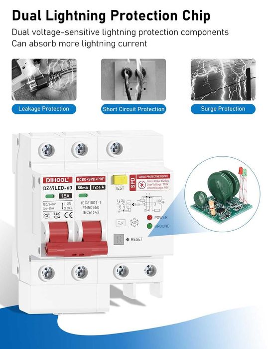 Intrerupator Diferential Protectie circuit 15A 30mA