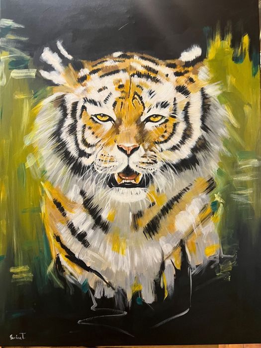 Tablou tigru realizat in acrilic
