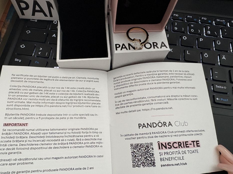 inel pandora nou placat 18k aur