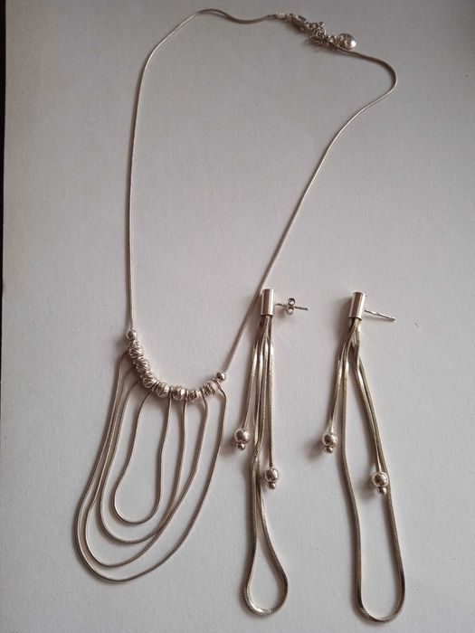 Колие и Сребърни обеци масивни