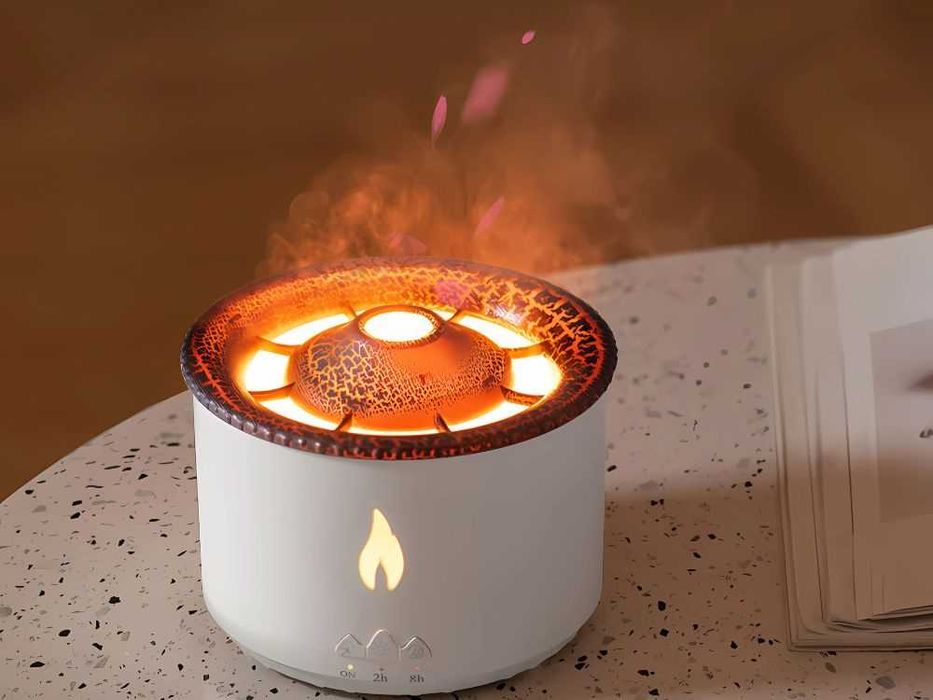 Difuzor de aroma si umidificator Vulcan iluminare flacara LED 360ml