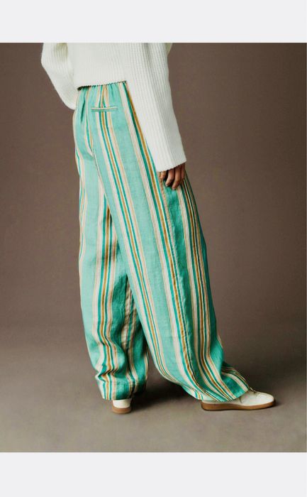 Льняные брюки в полоску