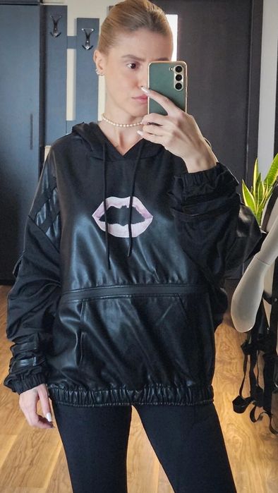 Hoodie, Hanorac, Crop top, cu gluga, hanorac lung, piele ecologica