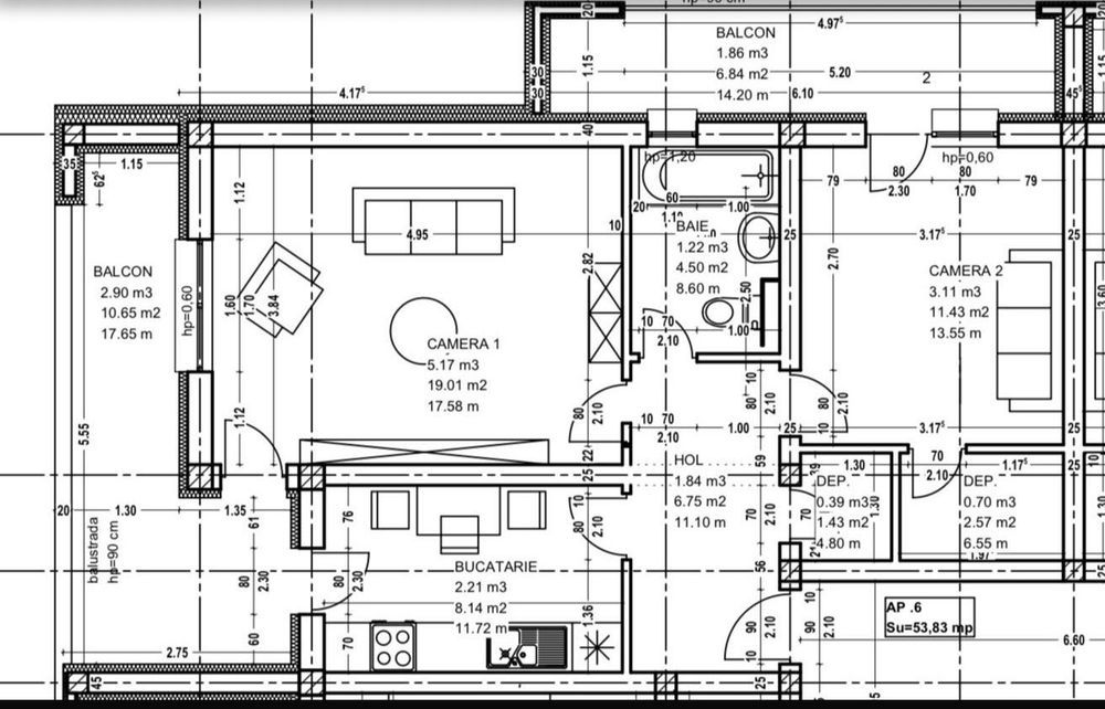 Proprietar inchiriez apartament 2 camere – Giroc, 54 mp, 2 balcoane